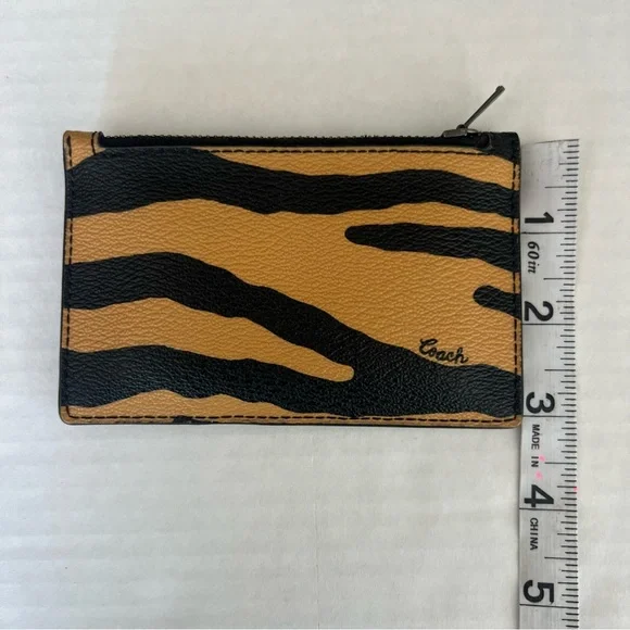 Coach card holder wallet Honey/Black/Red Printed Coated Canvas / Refined Pebble - Picture 5 of 5